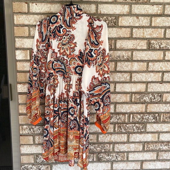 EUC Free People paisley long sleeve v neck dress size S - Picture 6 of 8